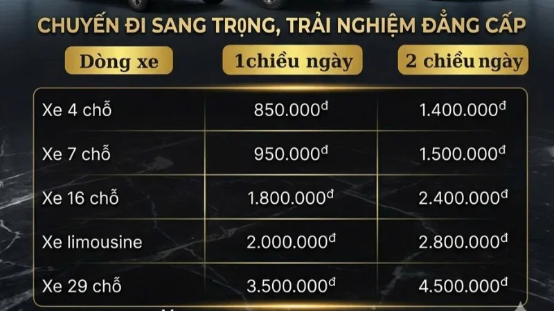 Bảng giá thuê xe 7 chỗ Sài Gòn đi Vũng Tàu giá rẻ